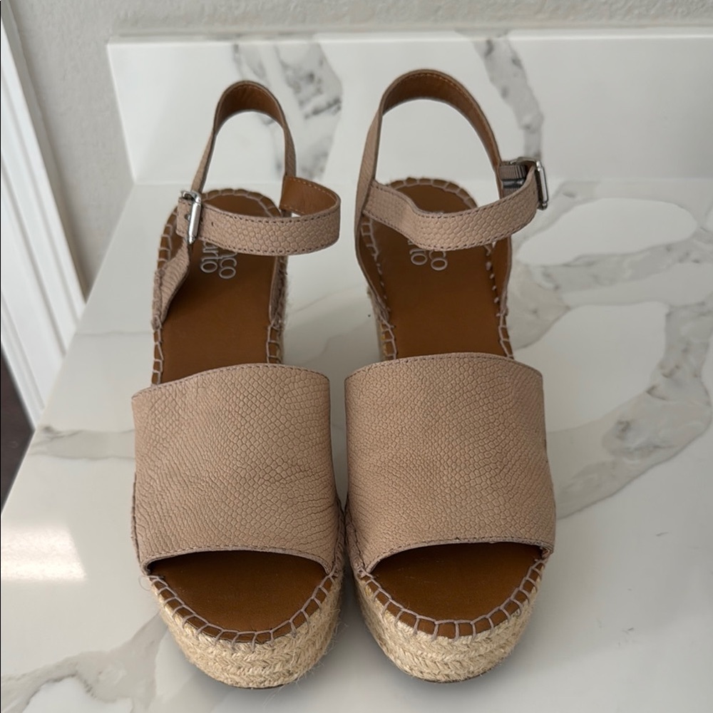 Tan Wedge Platform Sandals